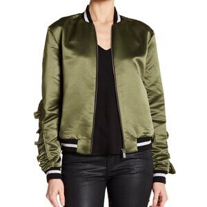 RACHEL Rachel Roy, Ruffled Bomber Jacket, Army Green, Size XL, NWT